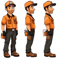 Cartoon Miner Character Spritesheet for Game Development