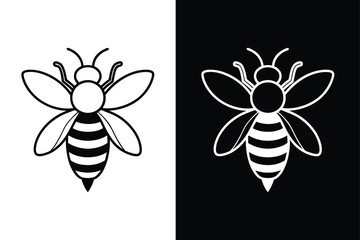 Bee line out illustration Icon on White Vector Backgrounds.