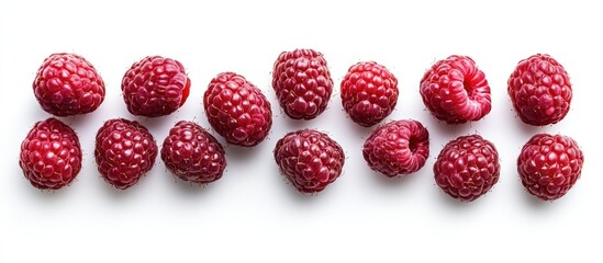 Fresh Raspberries on White Background