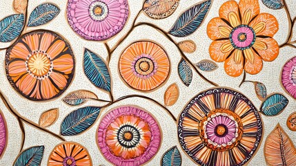 Classical Madhubani Painting Art, Abstract Image, Texture, Pattern Background, Wallpaper, Cover and Screen for Smartphone, PC, Laptop, 9:16 and 16:9 Aspect Ratio