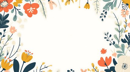 Floral Frame with White Background for Invitation, Card, Banner