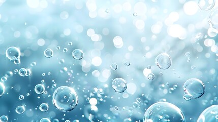 Mesmerizing Water Bubbles in Brilliant Blue and White Backdrop