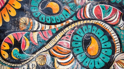 Classical Madhubani Painting Art, Abstract Image, Texture, Pattern Background, Wallpaper, Cover and Screen for Smartphone, PC, Laptop, 9:16 and 16:9 Aspect Ratio