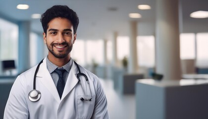 Obraz premium Doctor Man With Stethoscope In Hospital 