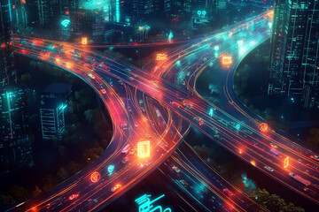 Futuristic smart city with autonomous expressways
