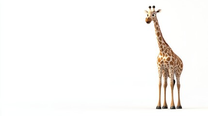 Obraz premium A Cartoon Giraffe Standing Against a White Background