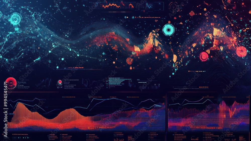 Poster Abstract Futuristic Data Visualization with Line Graphs and Digital Interface Elements
