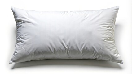 White pillow is resting on a white background, waiting to provide comfort and support for a restful sleep