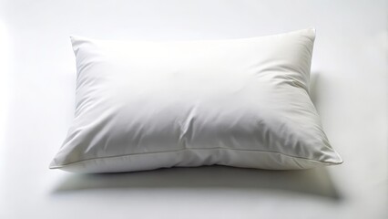 White pillow is resting on a white background, waiting to provide comfort and support for a restful sleep