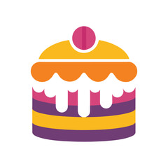 Cake birthday color icon vector design silhouette logo icon on white background.