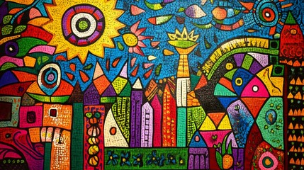Fototapeta premium Classical Madhubani Painting Art, Abstract Image, Texture, Pattern Background, Wallpaper, Cover and Screen for Smartphone, PC, Laptop, 9:16 and 16:9 Aspect Ratio