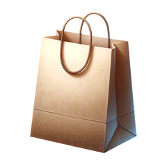 Minimalist Paper Bag Isolated on White Background for Branding Mockup