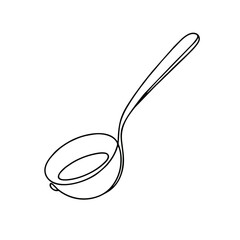 Ladle. Icon. Vector drawing. One line art. A simple drawing of a continuous line of a kitchen electric appliance.