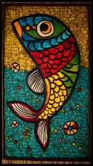 Classical Madhubani Painting Art, Abstract Image, Texture, Pattern Background, Wallpaper, Cover and Screen for Smartphone, PC, Laptop, 9:16 and 16:9 Aspect Ratio