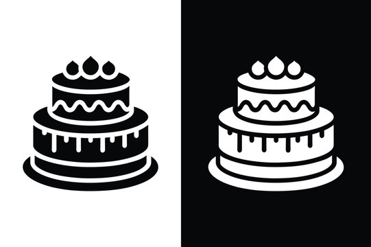 Cake birthday icon vector design silhouette logo icon on white background.
