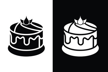 Cake birthday icon vector design silhouette logo icon on white background.