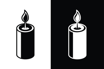 Christmas candles isolated on white background. Candle icon, logo isolated on white background.