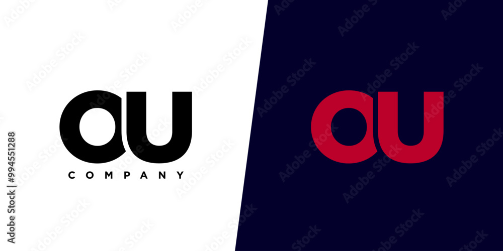 Poster letter o and u, ou logo design template. minimal monogram initial based logotype.