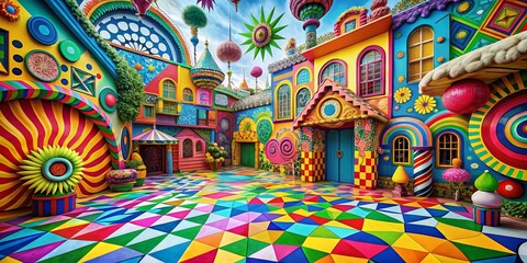 Fototapeta premium Vibrant and Whimsical Comedy Background with Colorful Patterns and Fun Elements for Creative Projects