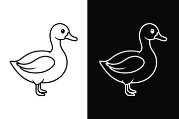 Simple duck icon design template vector ,Duck Icon on Black and White Vector Background.