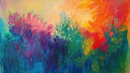 Abstract Painting with Vibrant Colors and Brushstrokes
