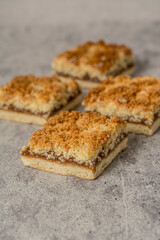 coconut and dulce de leche cookie gray background