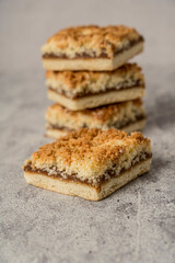 coconut and dulce de leche cookie gray background