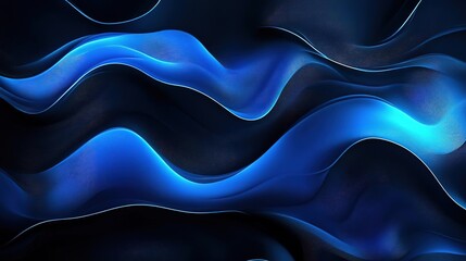 Obraz premium Abstract blue waves flowing gracefully against a dark background, creating a serene and calm atmosphere for modern design.