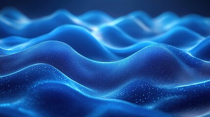 Fototapeta premium Stunning close-up of blue waves, showcasing smooth curves and sparkling texture, ideal for backgrounds or design projects.