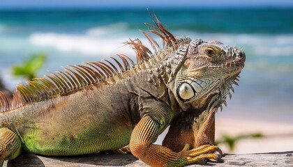 Fototapeta premium Green iguana (Iguana iguana), also known as the American iguana