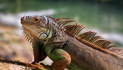 Fototapeta premium Green iguana (Iguana iguana), also known as the American iguana