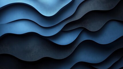 Obraz premium Abstract design featuring smooth, flowing waves in shades of blue and black, creating a serene and modern aesthetic.