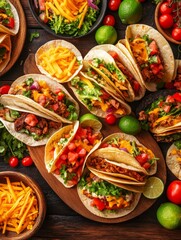 An Authentic Mexican Taco Feast with Diverse Toppings