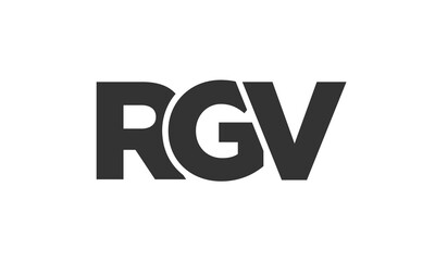 RGV logo design template with strong and modern bold text. Initial based vector logotype featuring simple and minimal typography. Trendy company identity.