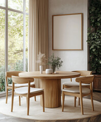 Home mock up, cozy modern dining room interior background, 3d render
