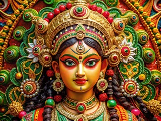 Vibrant Durga Puja Background with Traditional Elements and Festive Colors for Cultural Celebrations