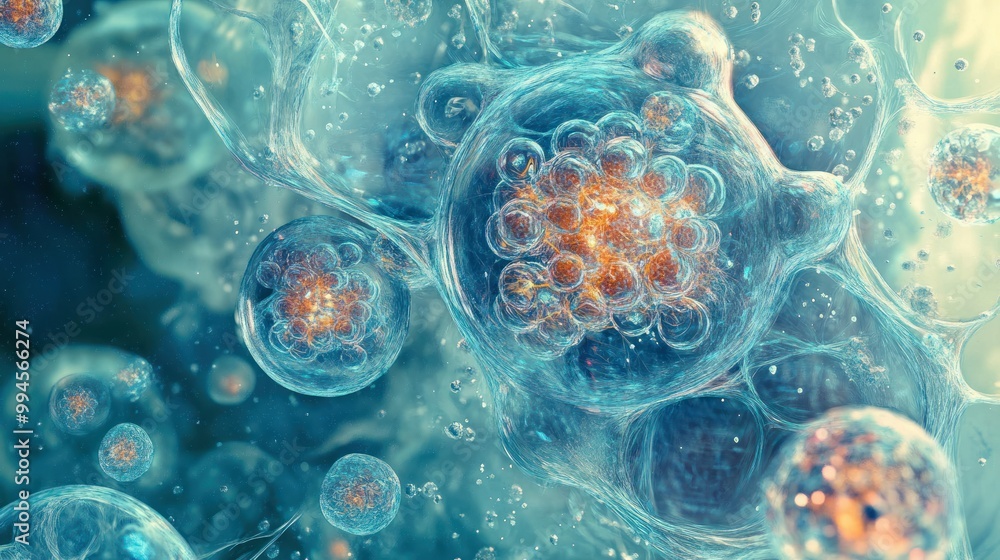 Poster Microscopic View of Cells with Intricate Internal Structures