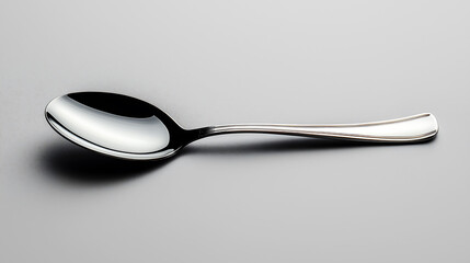 Spoon Isolated on a Plain White Background, Highlighting Its Sleek Design and Clean Minimalist Composition with Subtle Lighting