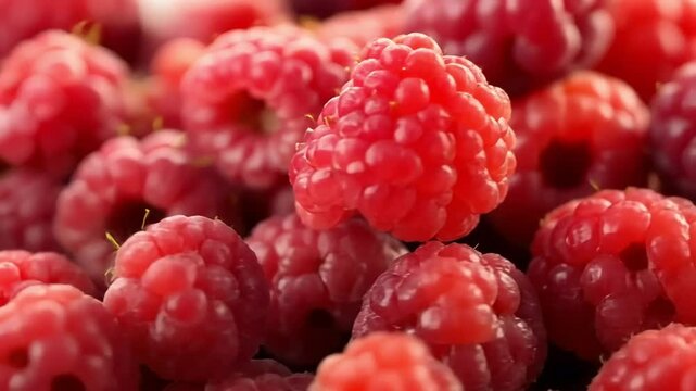 Freshly picked raspberries creating a delicious pattern
