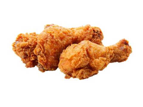 Fried chicken thigh isolated on transparent background. - Powered by Adobe