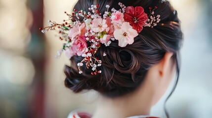Naklejka premium 花嫁の髪型の接写