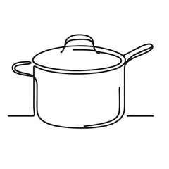 Saucepan. Icon. Vector drawing. One line art. A simple drawing of a continuous line of kitchen utensils, dishes.