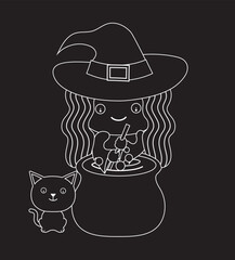 Cute cartoon illustration of a witch
