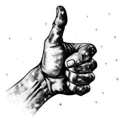 PNG Hand thumbs up celestial drawing finger sketch.