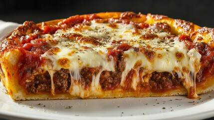Chicago deepdish pizza isolated on an aesthetic plate, advertising concept