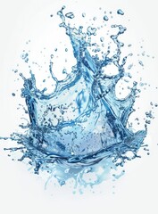A captivating splash of water captures the moment droplets scatter in every direction, created with high-definition clarity against a pure white background