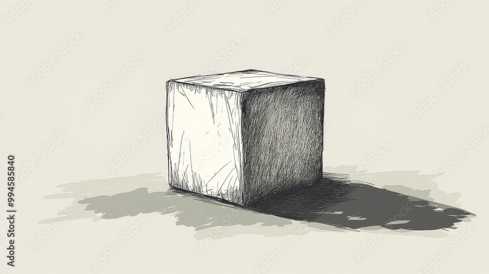 Poster high-resolution one-line drawing of a cube icon, modern illustration using an uninterrupted line