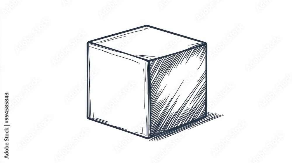 Aufkleber high-resolution one-line drawing of a cube icon, modern illustration using an uninterrupted line