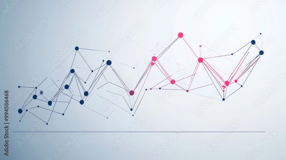 Poster abstract network connections with dots and lines on gradient background, ideal for technology and co