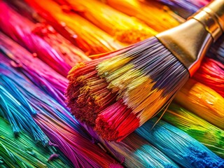 Fototapeta premium Vibrant Paintbrush Texture on Canvas Creating a Colorful Abstract Background for Artistic Designs